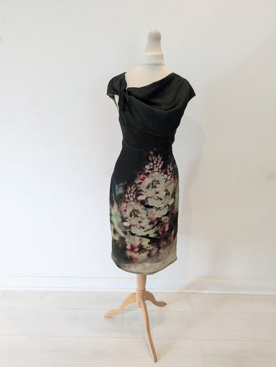 Dizingof  100% Green Floral dress 8