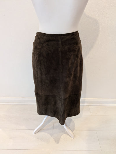 Whistles Olive Suede Wrap Skirt 12