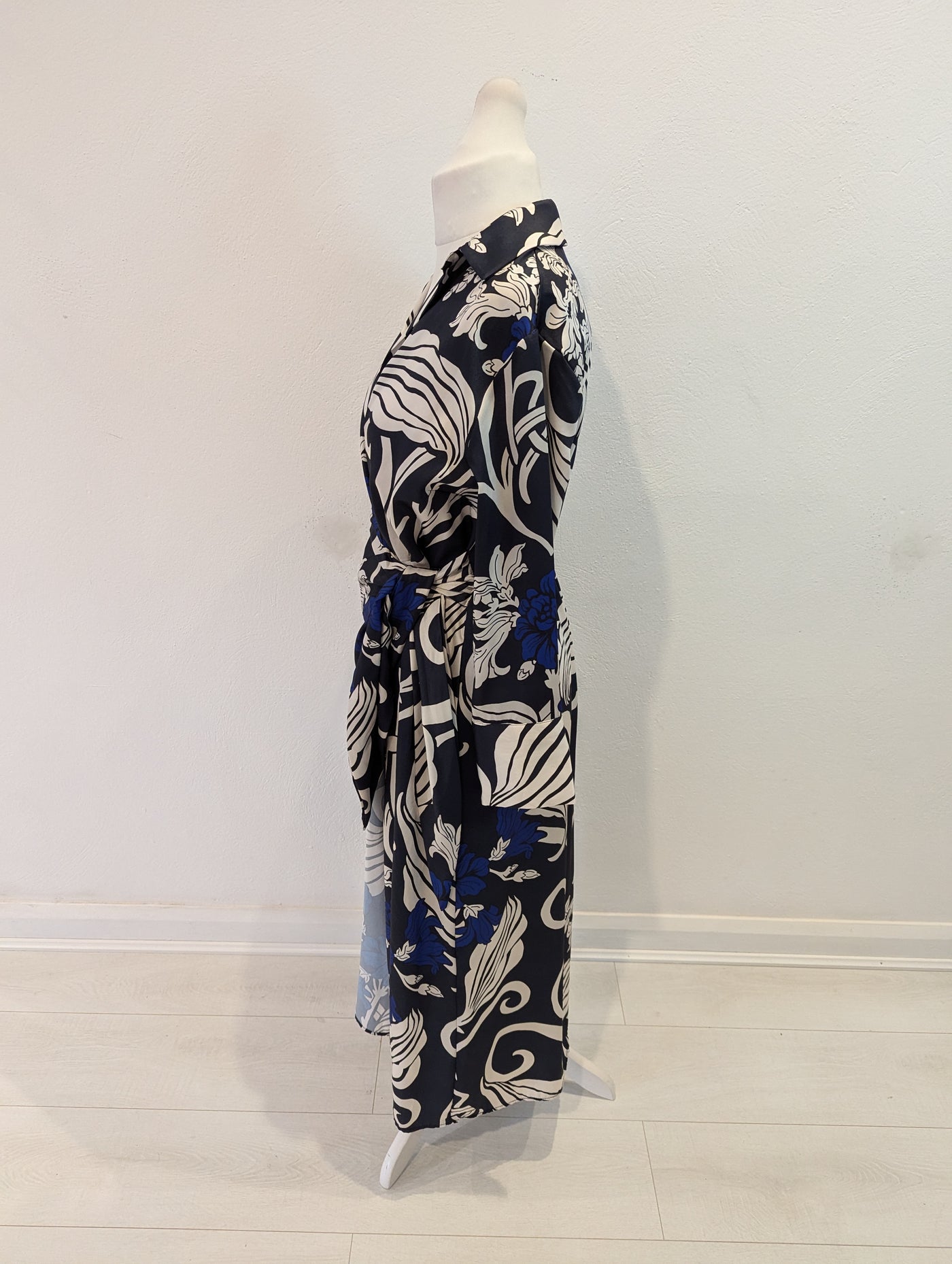 Gallery Navy Print Wrap Dress 10 RRP £30