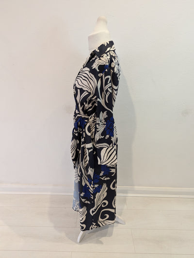 Gallery Navy Print Wrap Dress 10 RRP £30