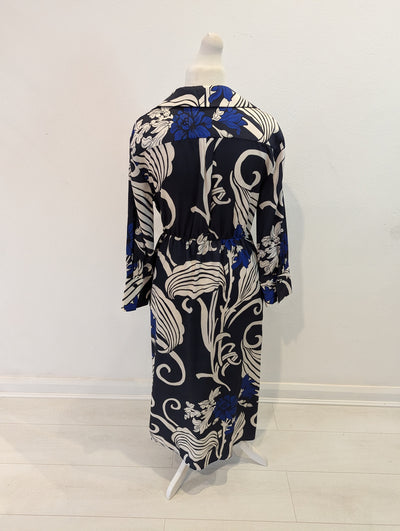 Gallery Navy Print Wrap Dress 10 RRP £30