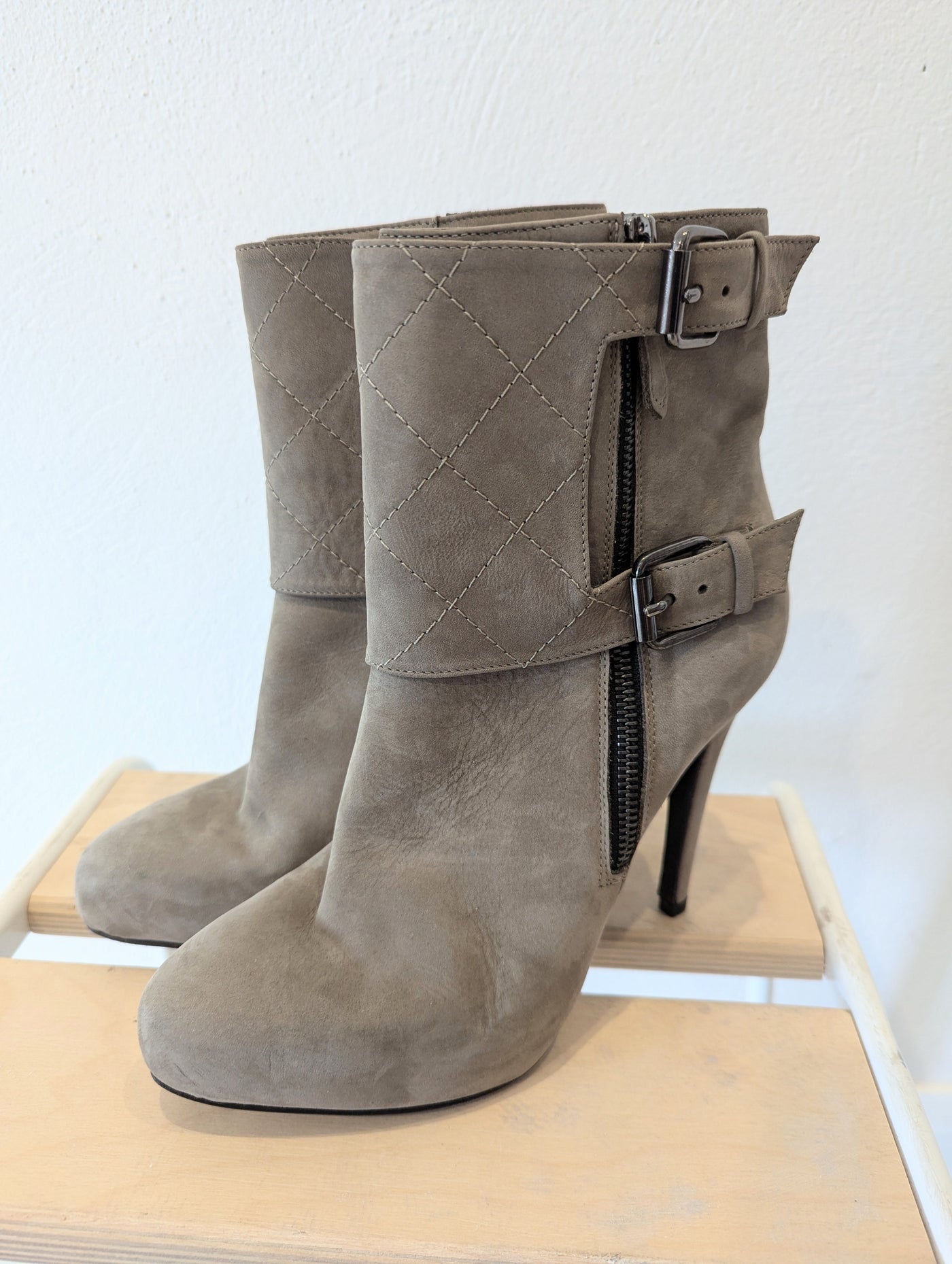 All Saints Grey Platform Boots 5