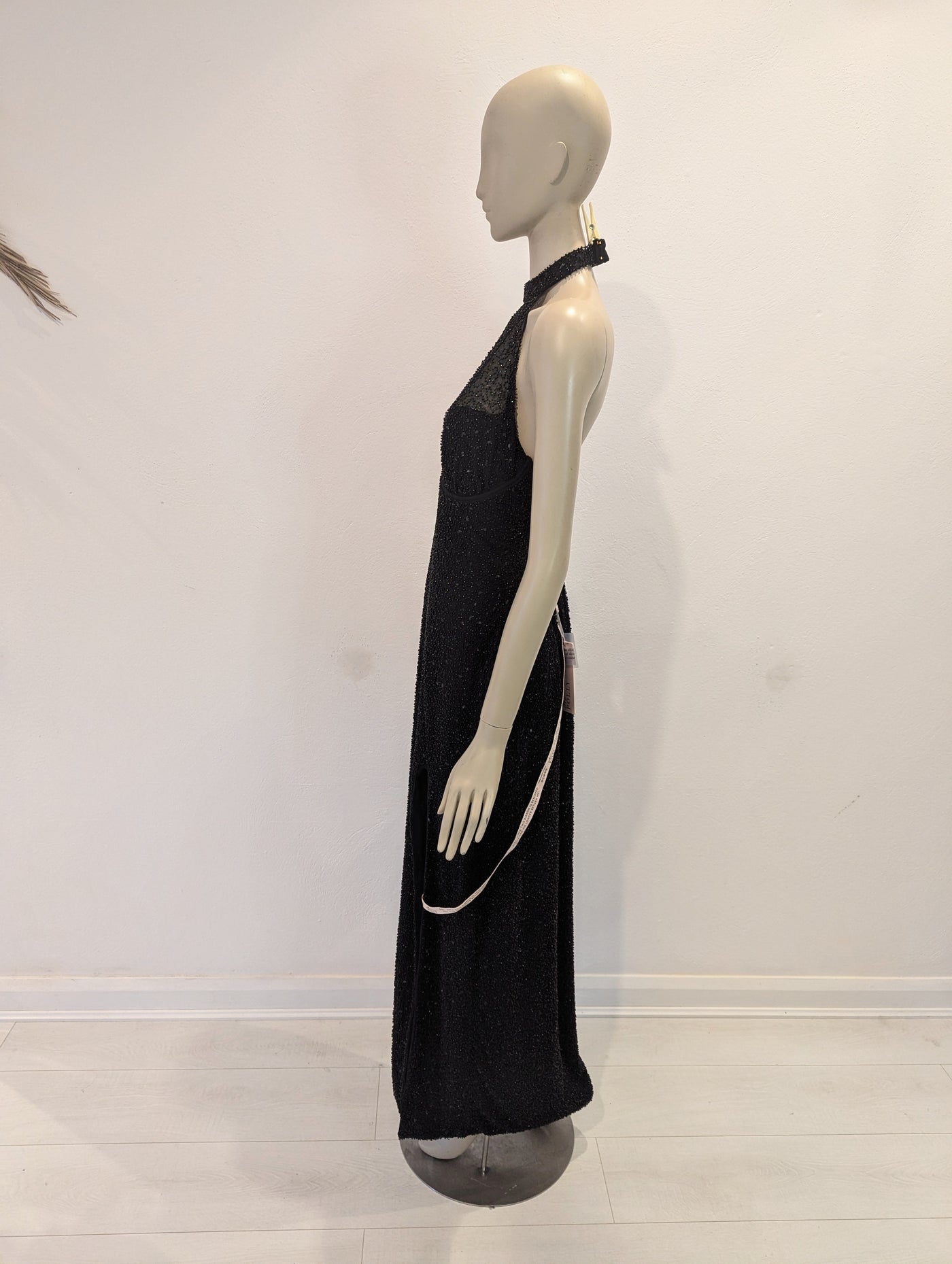 Oh Polly Black Beaded Chocker Evening dress 18 NWT