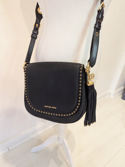 Michael Kors Black Brooklyn Medium Saddle Bag