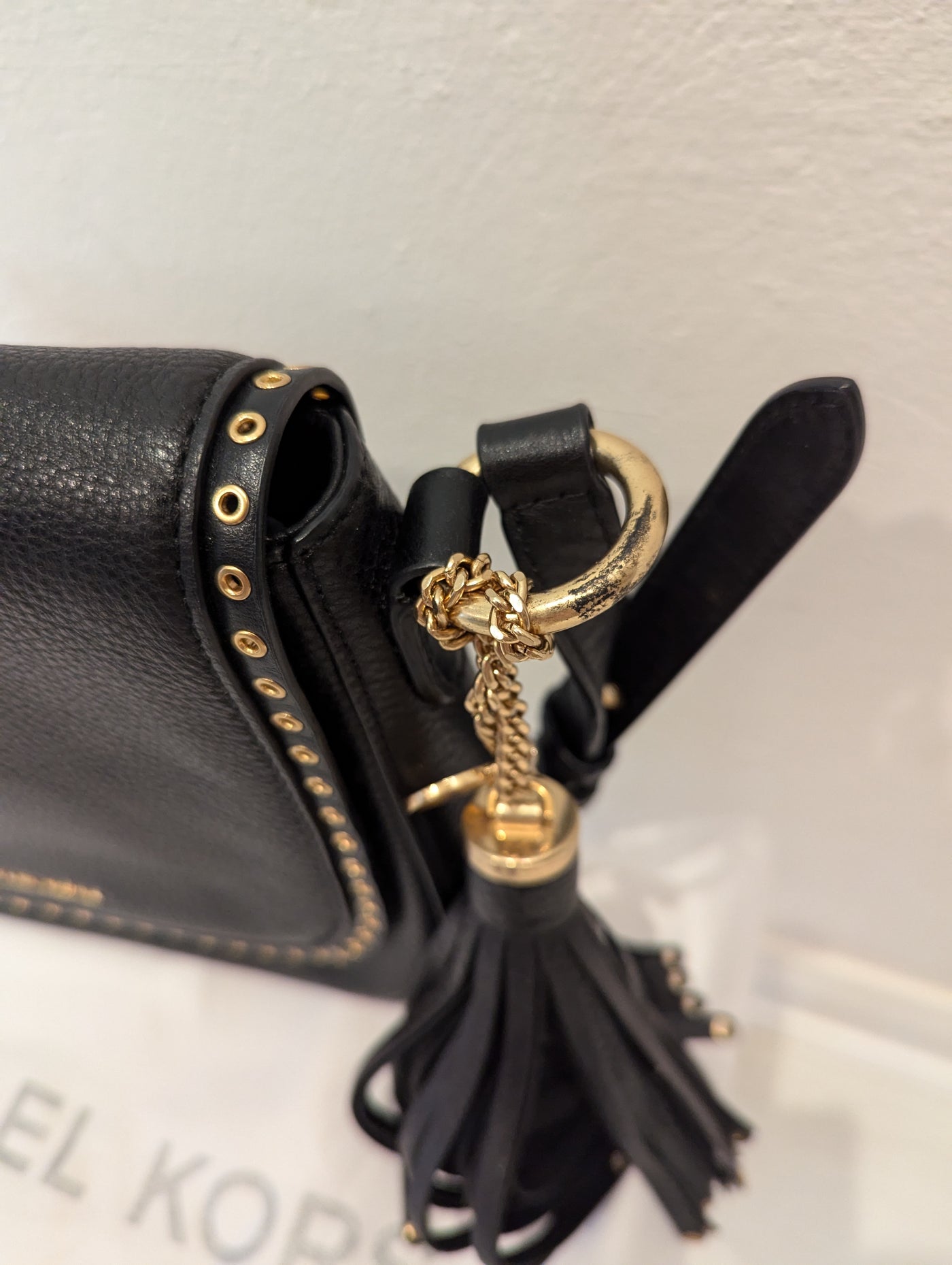 Michael Kors Black Brooklyn Medium Saddle Bag