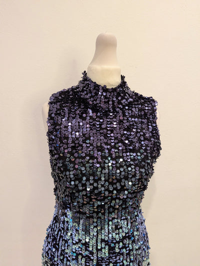 French Connection Blue/Gold Sequin Dress 8