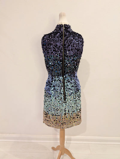 French Connection Blue/Gold Sequin Dress 8