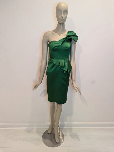 Karen Millen Green Satin Dress 8