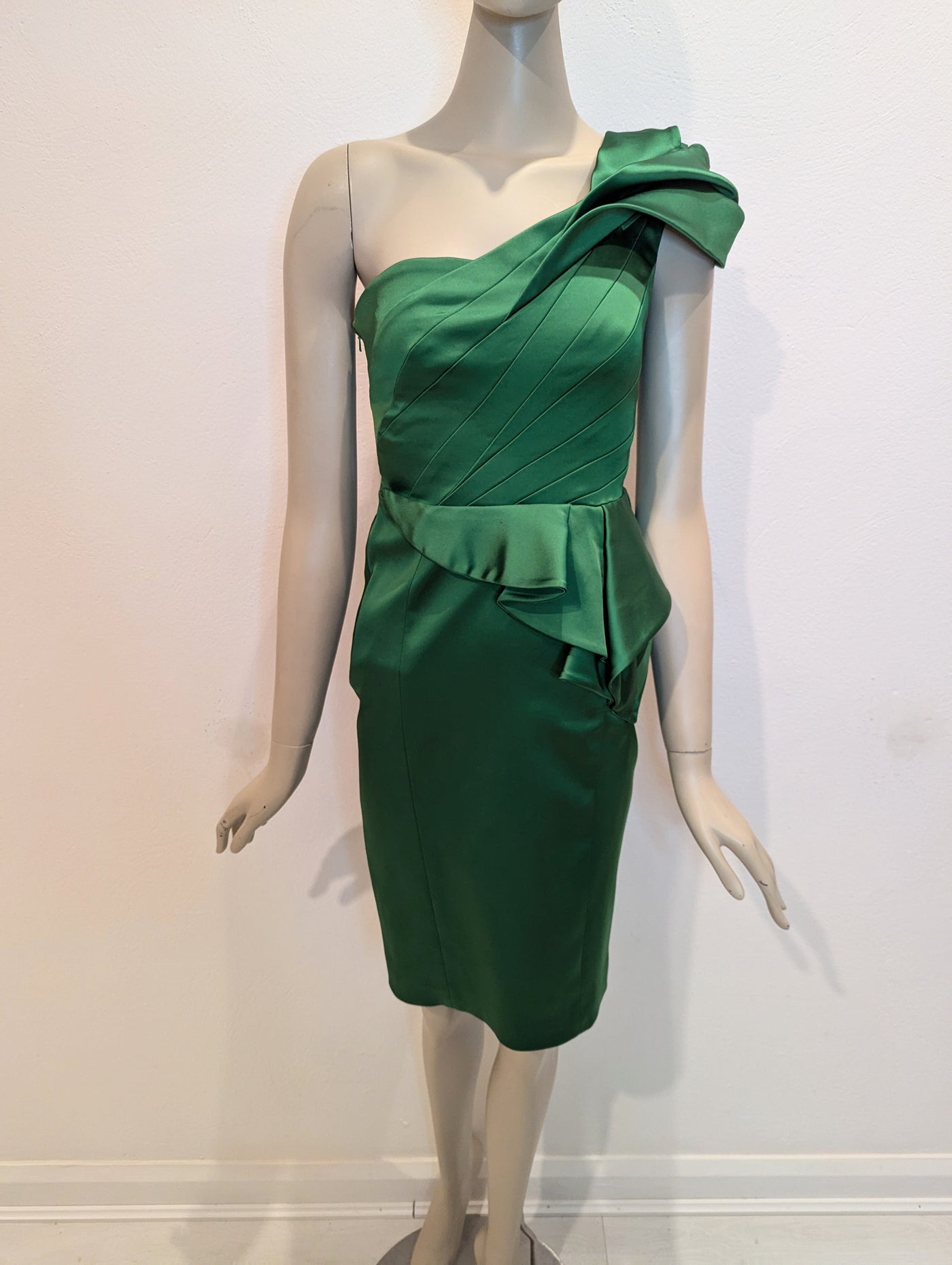 Karen Millen Green Satin Dress 8