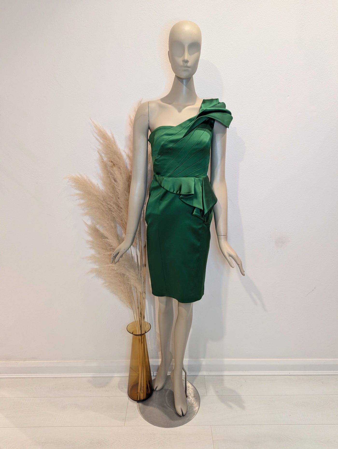 Karen Millen Green Satin Dress 8