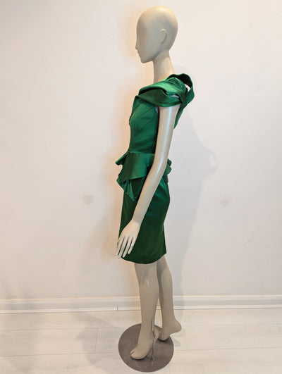 Karen Millen Green Satin Dress 8