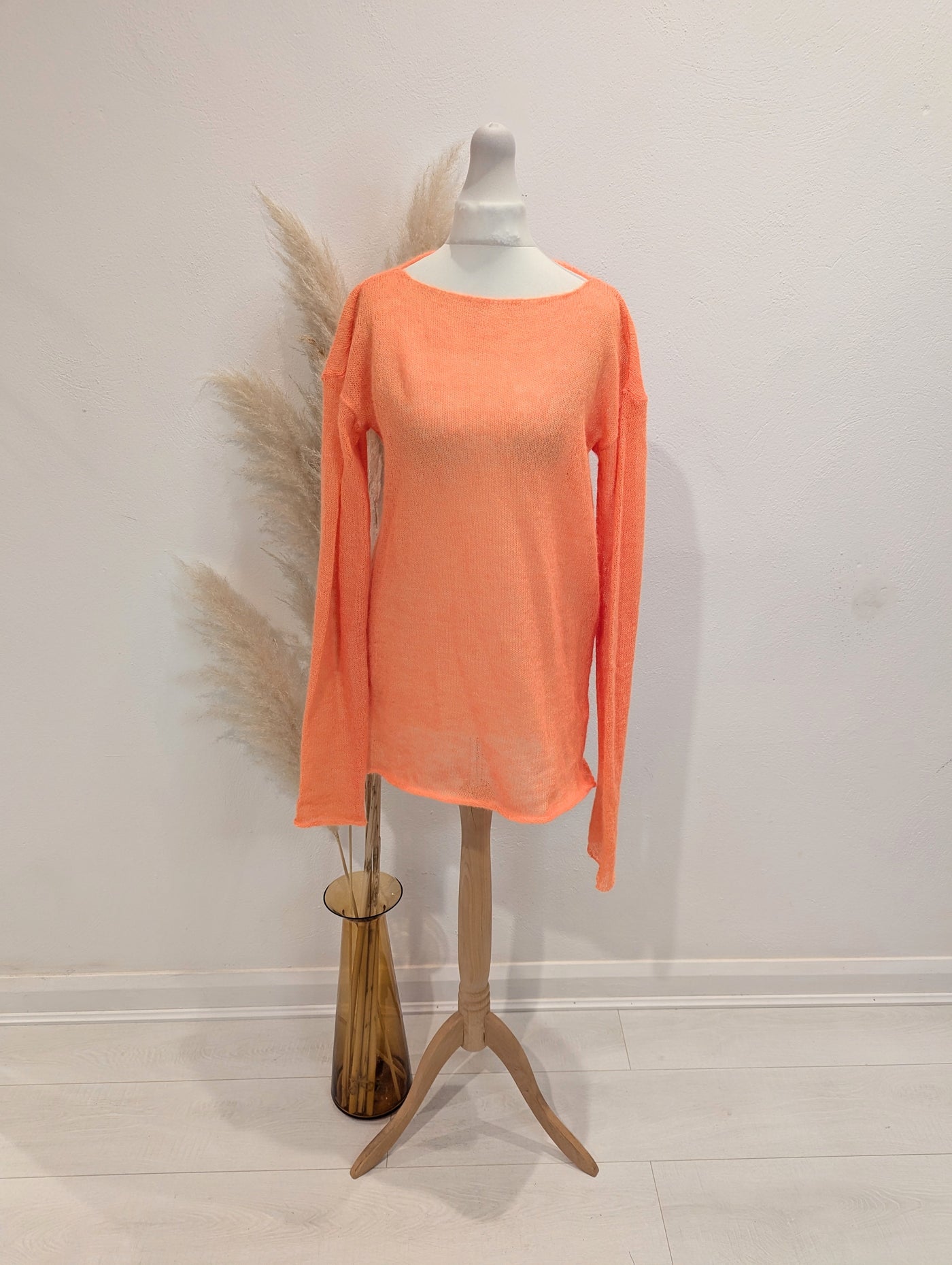 Raey Orange Open Knit Mohair & Wool Blend Knit Small