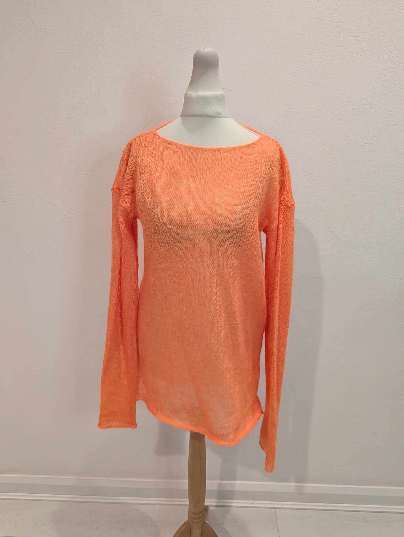 Raey Orange Open Knit Mohair & Wool Blend Knit Small