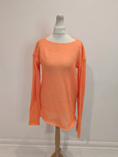 Raey Orange Open Knit Mohair & Wool Blend Knit Small