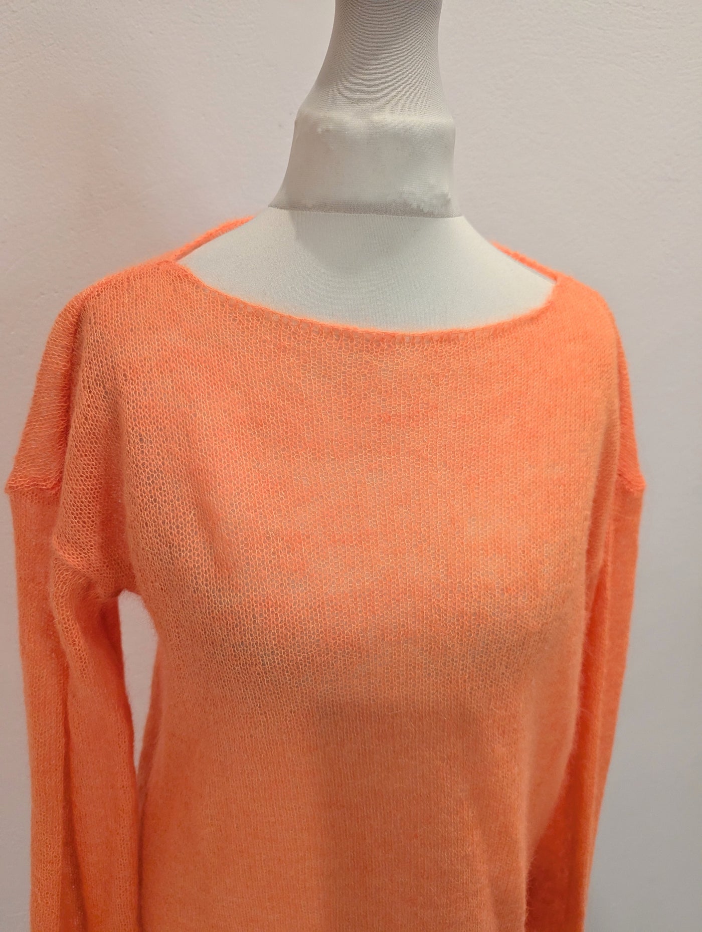 Raey Orange Open Knit Mohair & Wool Blend Knit Small