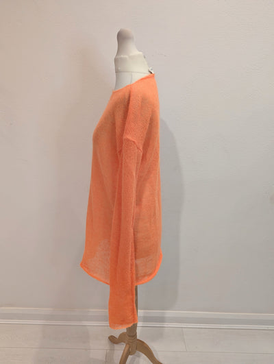 Raey Orange Open Knit Mohair & Wool Blend Knit Small