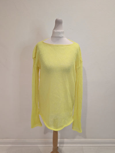 Raey Yellow Open Knit Mohair & Wool Blend Knit Small