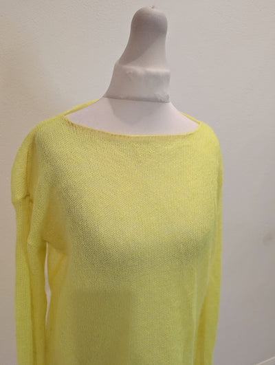 Raey Yellow Open Knit Mohair & Wool Blend Knit Small