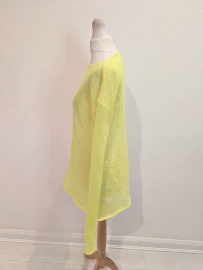 Raey Yellow Open Knit Mohair & Wool Blend Knit Small