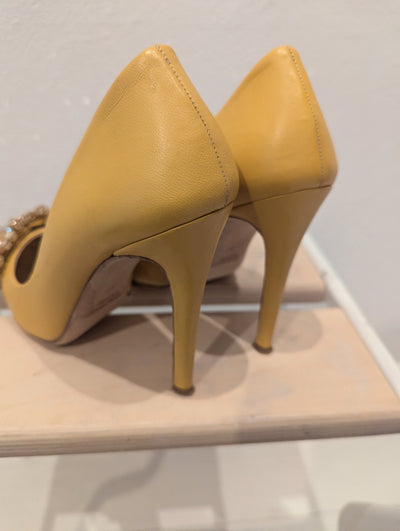 Paola Fiorenza mustard jewelled heels 4 RRP £199