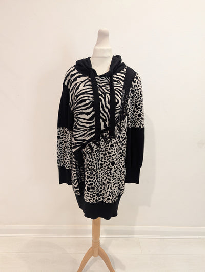 Monari Animal Print Knitted Hoodie Small