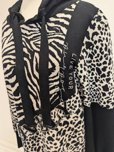 Monari Animal Print Knitted Hoodie Small