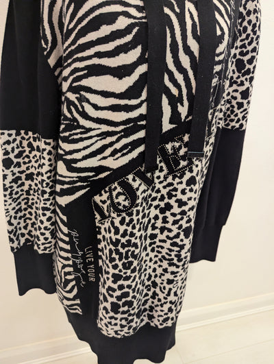 Monari Animal Print Knitted Hoodie Small