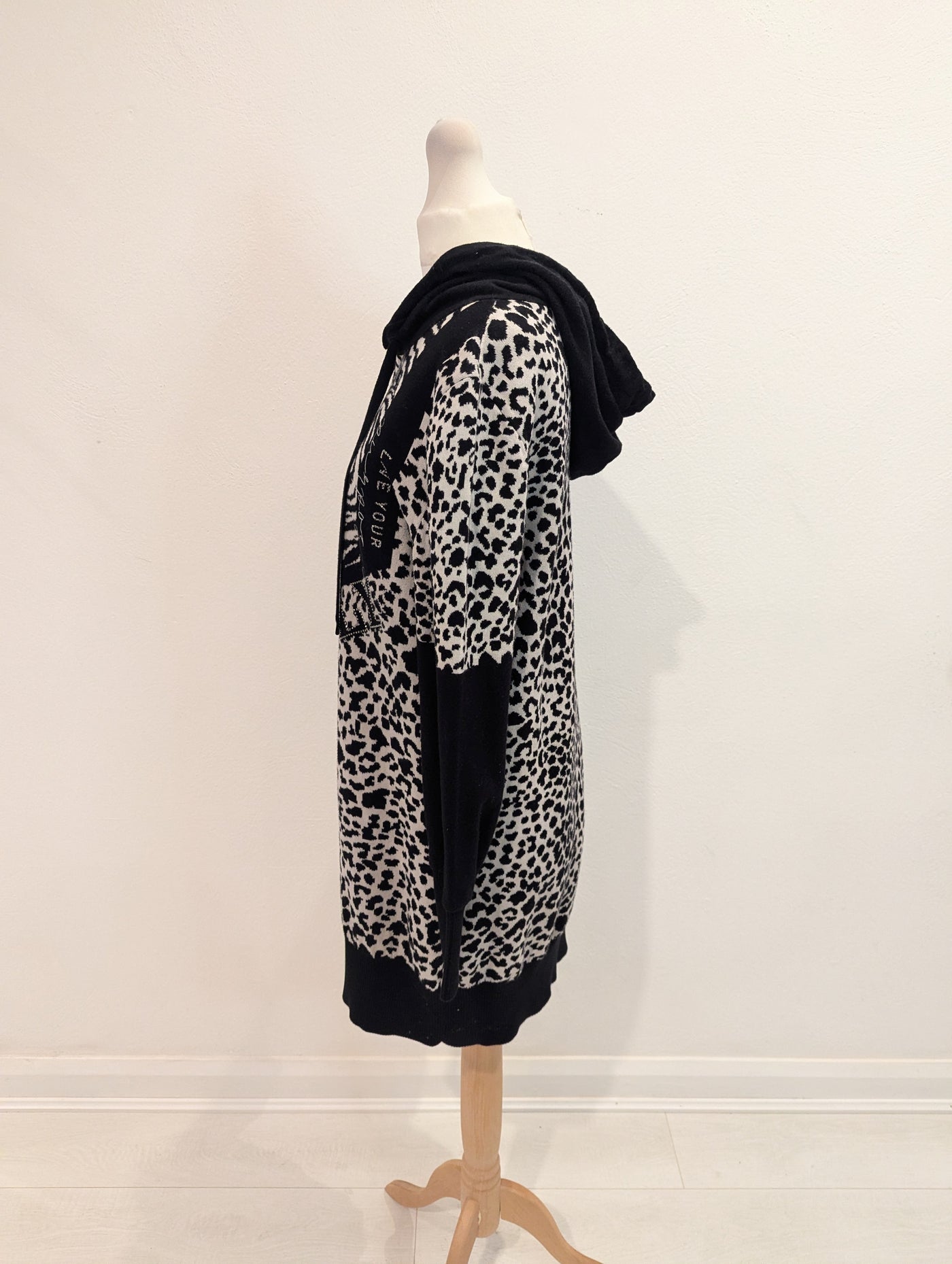 Monari Animal Print Knitted Hoodie Small