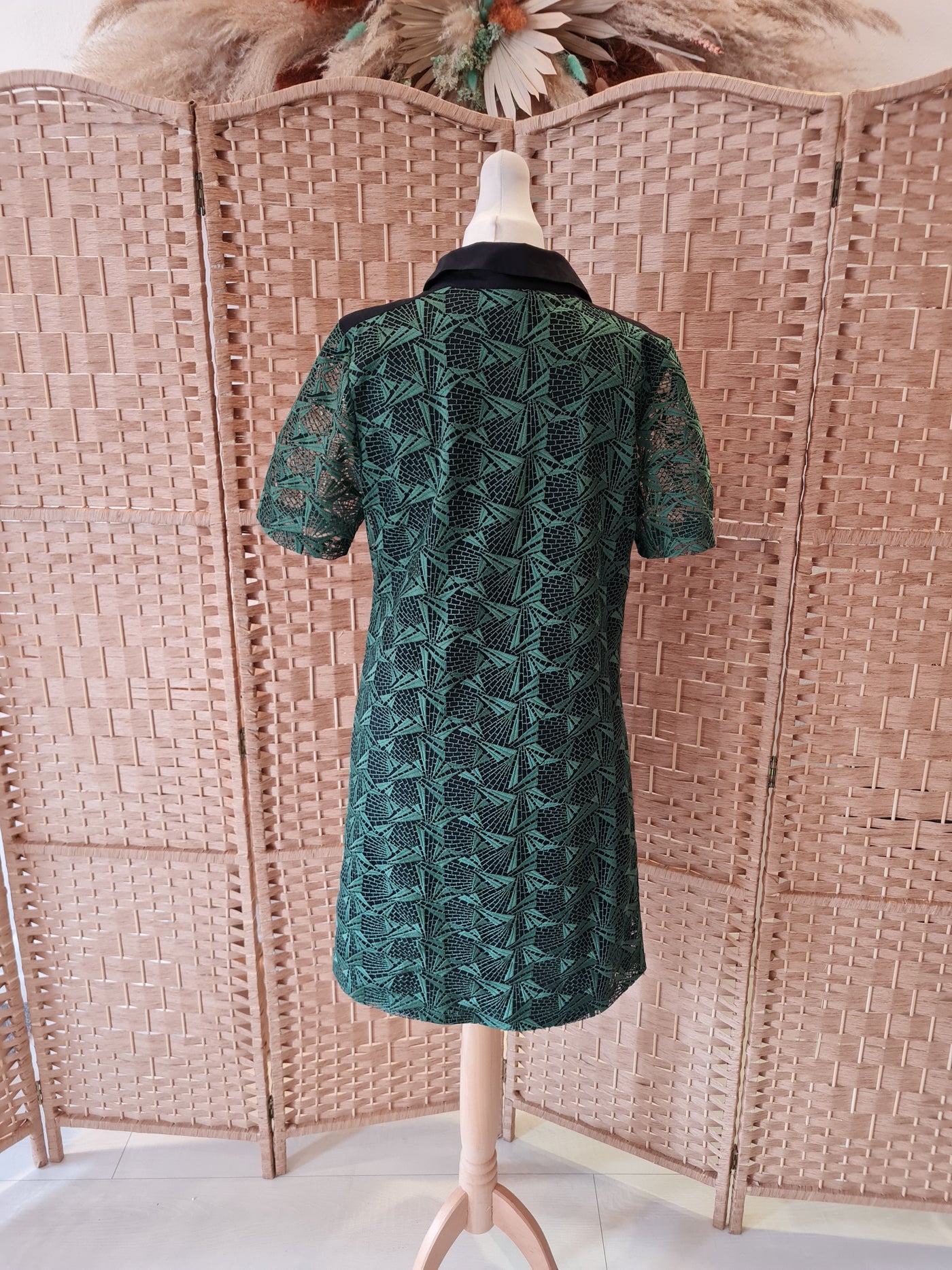 Biba green lace dress 8