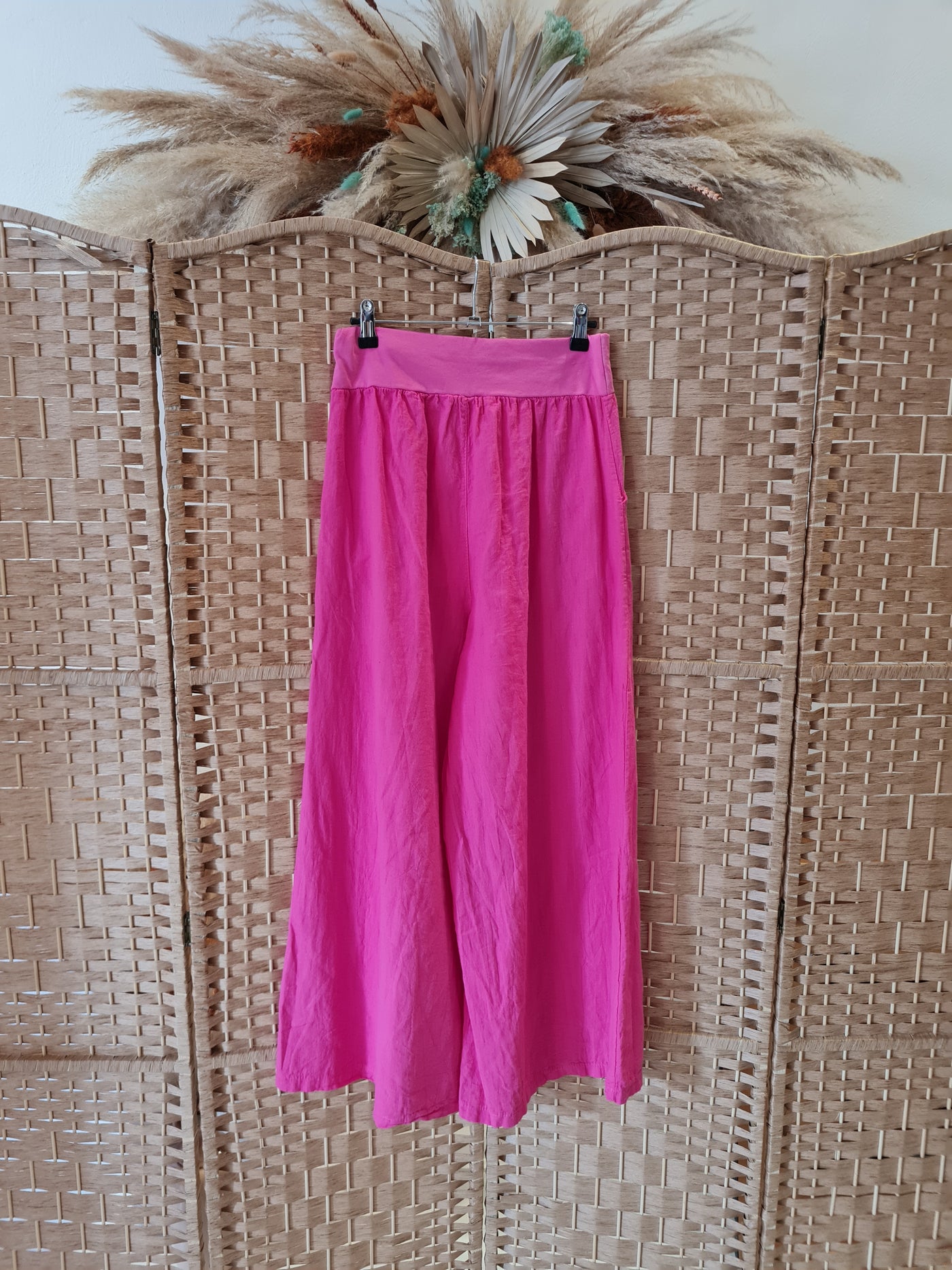 Hax Lux Linen blend palazzo trousers in pink