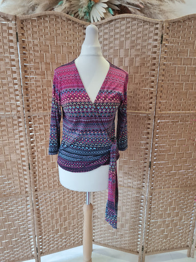 French Connection Ethnic Wrap Top M