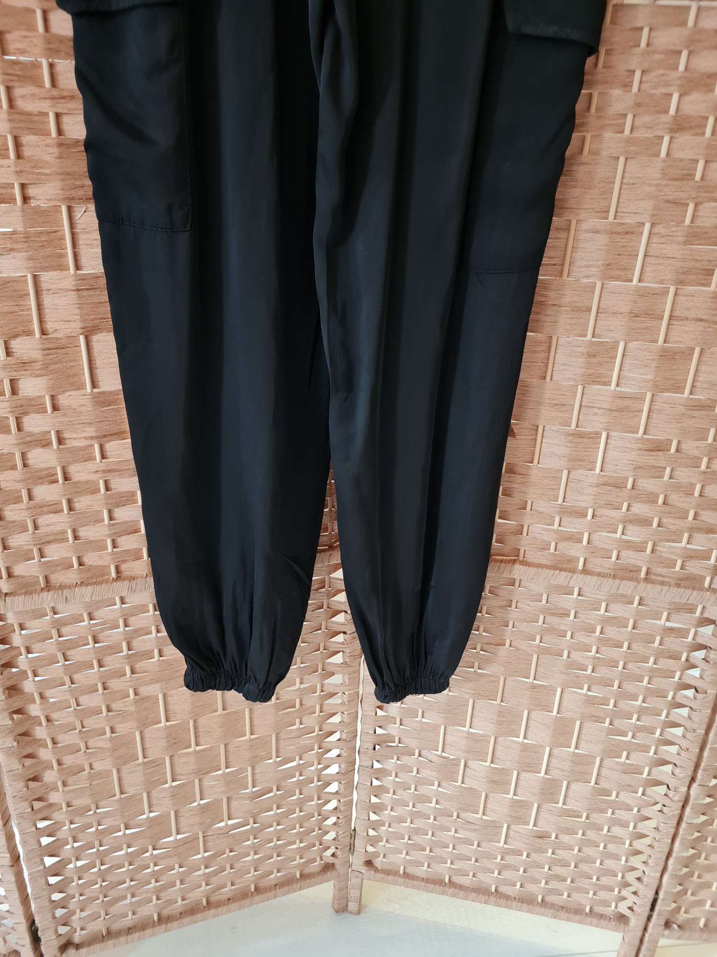 Hax Lux silk blend cargo trousers in black