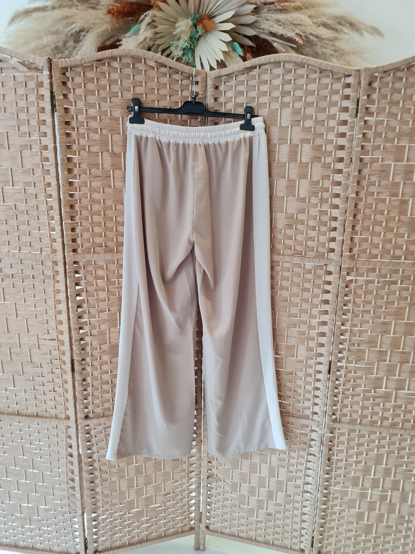Hax Lux side stripe trousers in beige & cream M