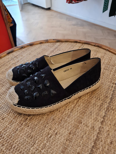 CH Creation Black Jewel Espadrille Size 6