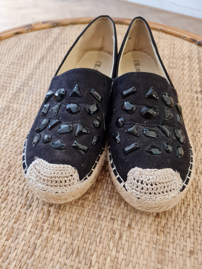 CH Creation Black Jewel Espadrille Size 6