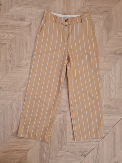 Tinsels Tan Stripe Crop Trouser Size 8