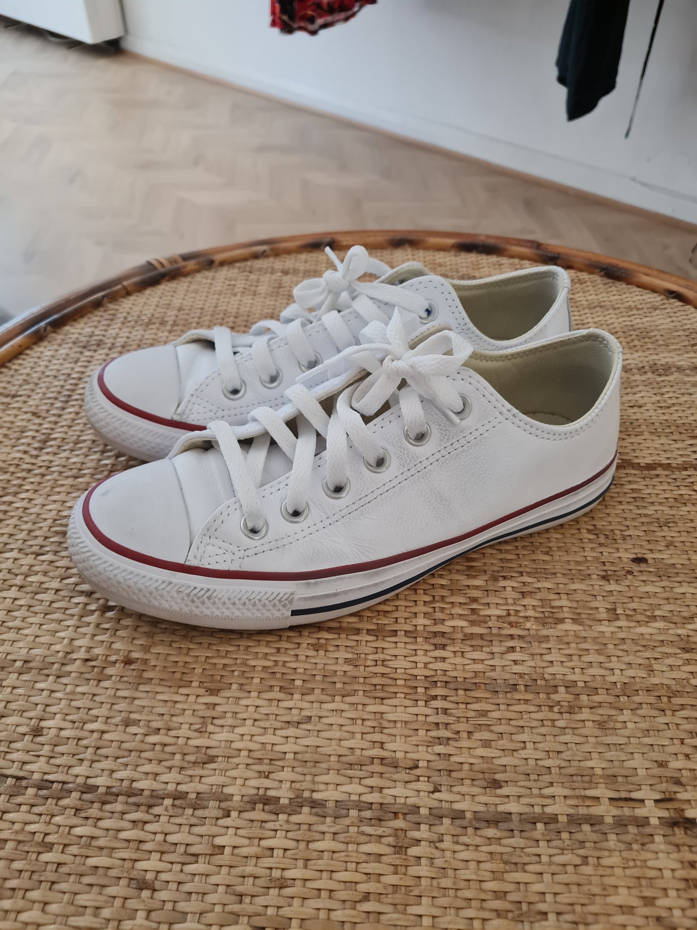 Converse White Leather Trainers 5