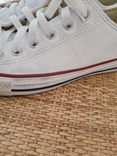 Converse White Leather Trainers 5
