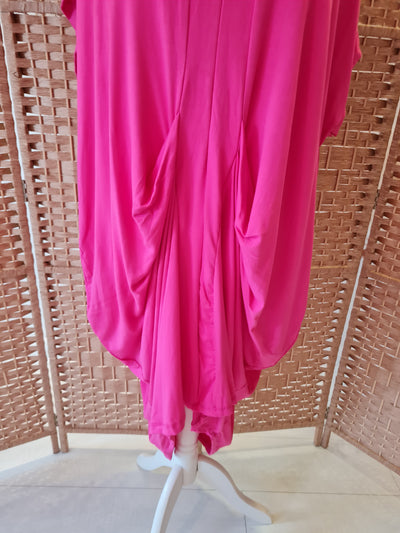 Style Hax Fuschia Jersey drape dress One Size