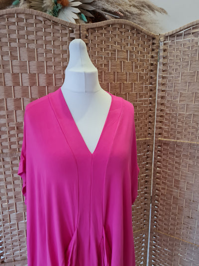 Style Hax Fuschia Jersey drape dress One Size