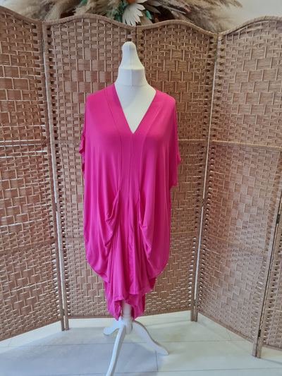 Style Hax Fuschia Jersey drape dress One Size