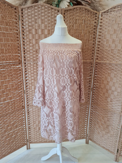 Made In Italy off shoulder blush dress L