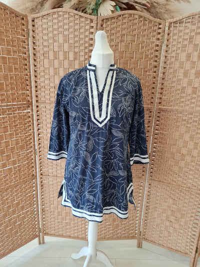 Aobaba Navy print tunic