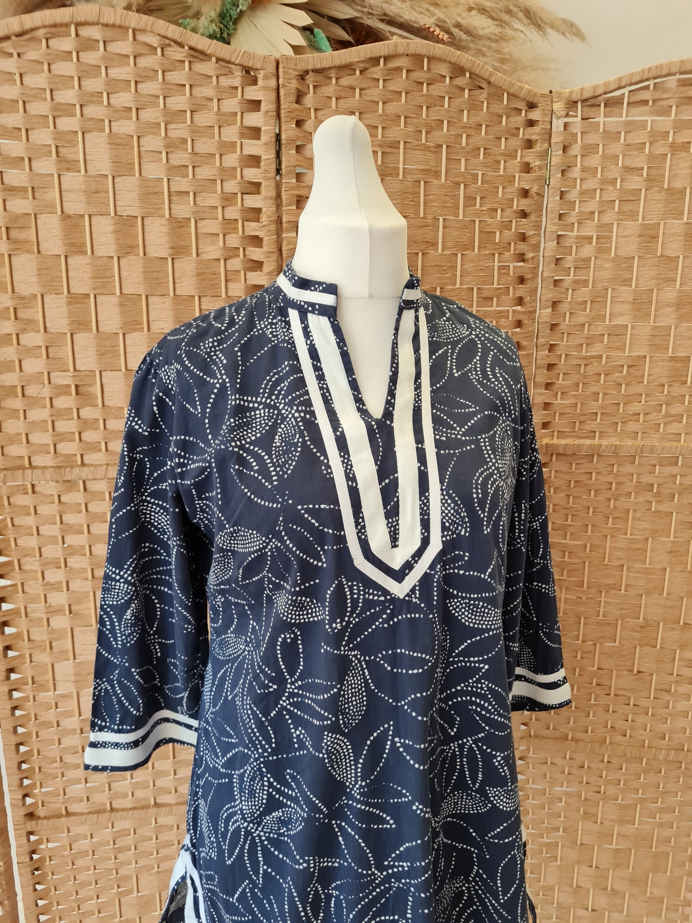 Aobaba Navy print tunic