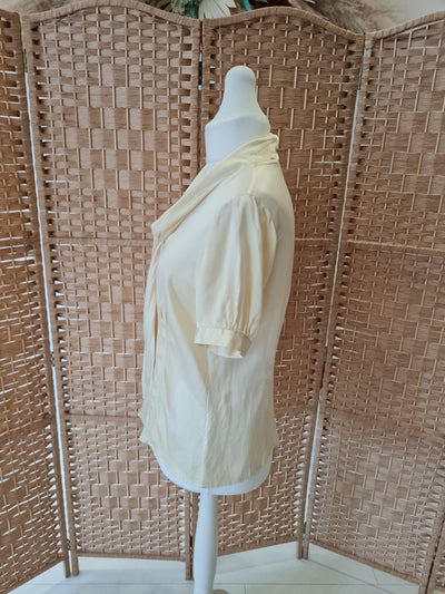 Italian Silk - Cream silk top with neck tie