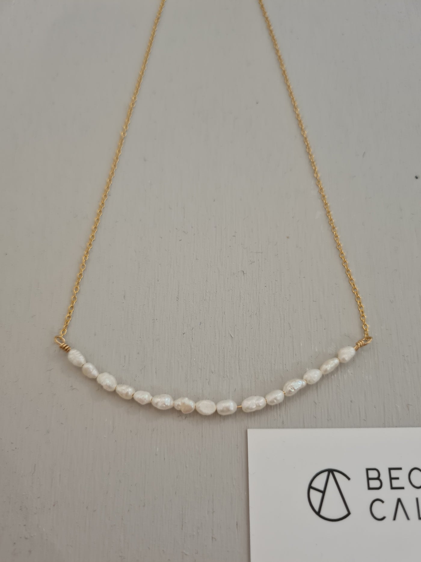 Pearl Bar Necklace Gold