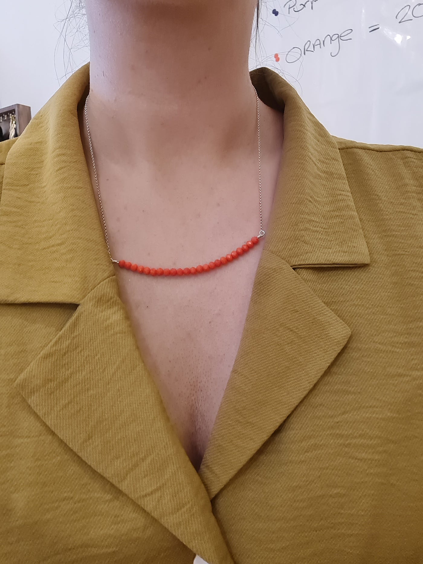 Crystal Bar Necklace Orange