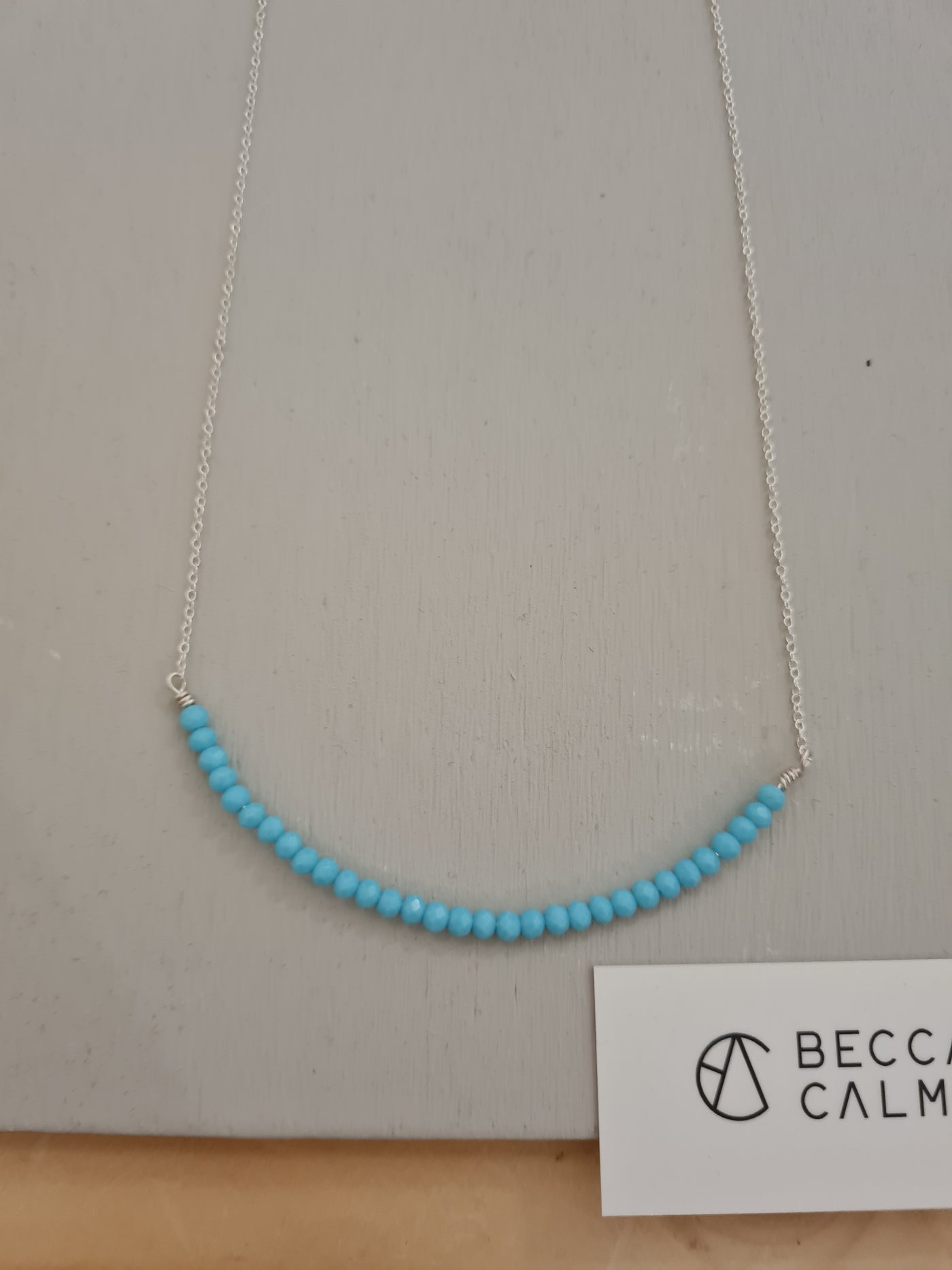 Crystal Bar Necklace - Bright Blue