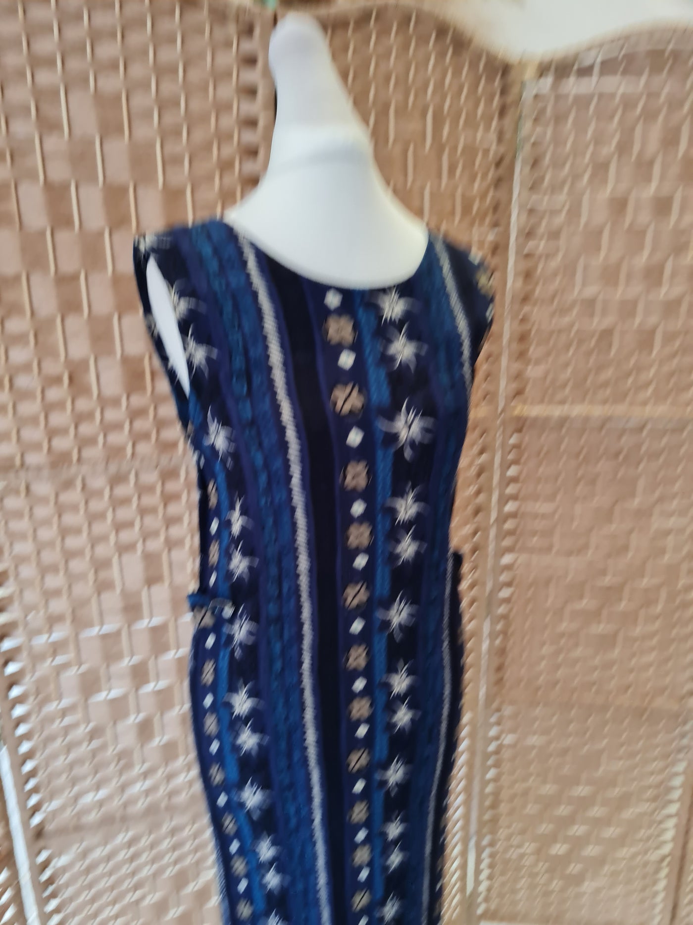 90s Sag Habour - blue print midi dress - sleeveless