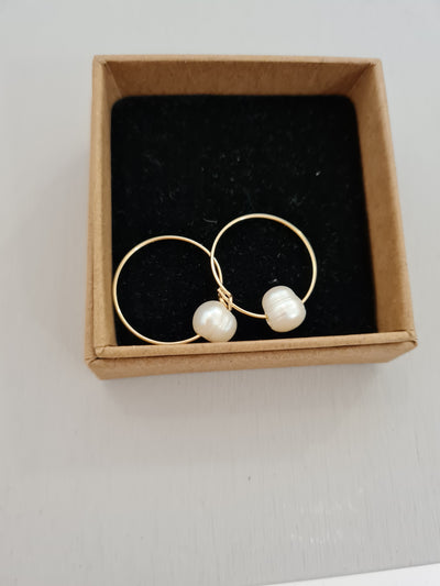 Pearl Threader Hoops - Gold